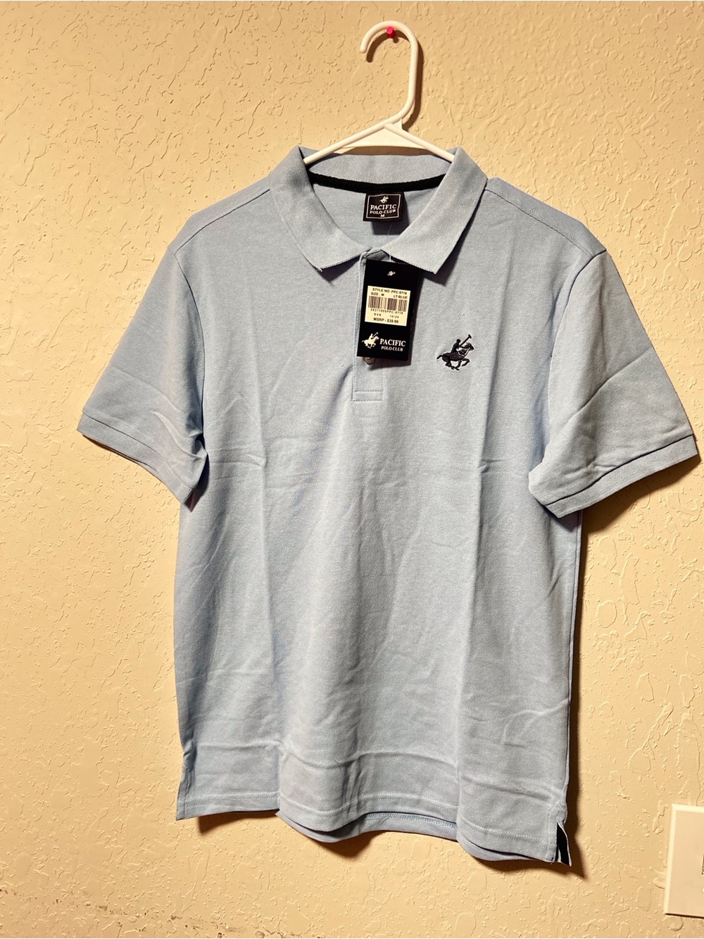 Pacifica Men's Light Blue Polo Shirt with Embroidered Logo